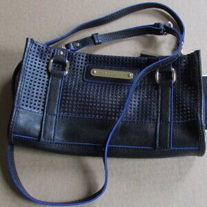 Juicy Couture Black and Blue Perforated Leather Crossbody Bag